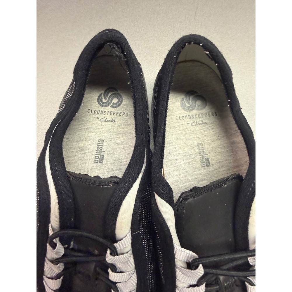 Clarks Cloudsteppers Sillian Tino Womens Black White Pinstripe Walking Shoes - Picture 3 of 9